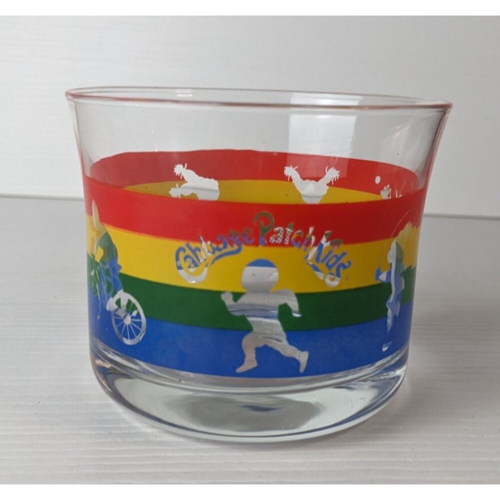 Vintage 1984 Cabbage Patch Kids Drinking Glass Rainbow Colors